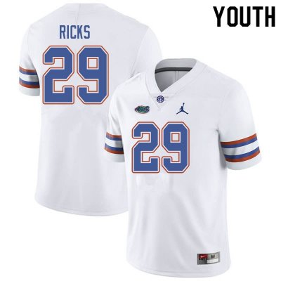 Youth Florida Gators #29 Isaac Ricks NCAA Jordan Brand White Authentic Stitched College Football Jersey KDI4662LG